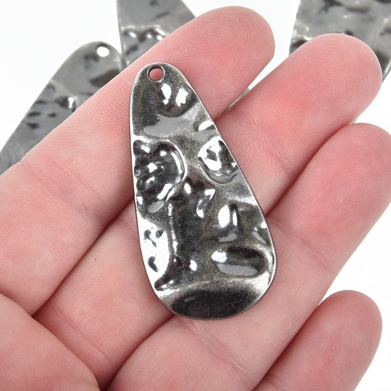 4 Gunmetal Black Triangle Charms, Large Pendants, 1-7/8" long, chs4952