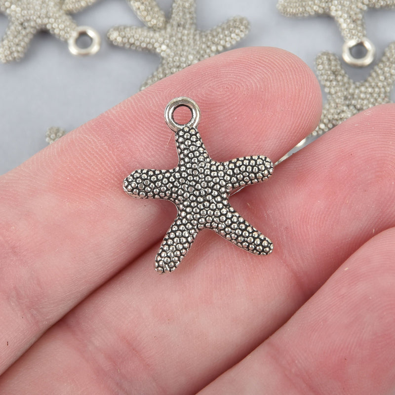 10 Silver Metal STARFISH Charm Pendants chs4954