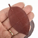 2 Real Leaf Charms MAROON RED 2.5" to 3" long chs4955