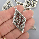 2 Diamond Filigree Charms Silver 48mm chs4968