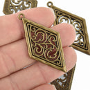 2 Diamond Filigree Charms Bronze 48mm chs4970