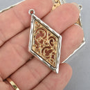 2 Diamond Filigree Charms Gold and Silver 48mm chs4972