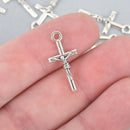 15 Silver CRUCIFIX CROSS Charms, Cross Pendant, 23x11mm chs4978a