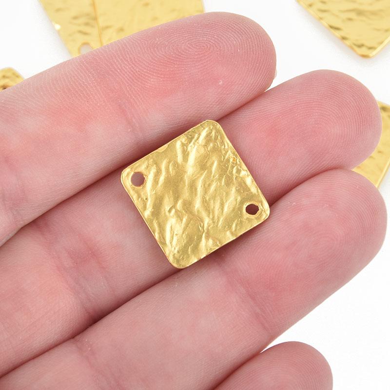 10 MATTE Gold Foil Square Charms Connector Links 22mm chs4981