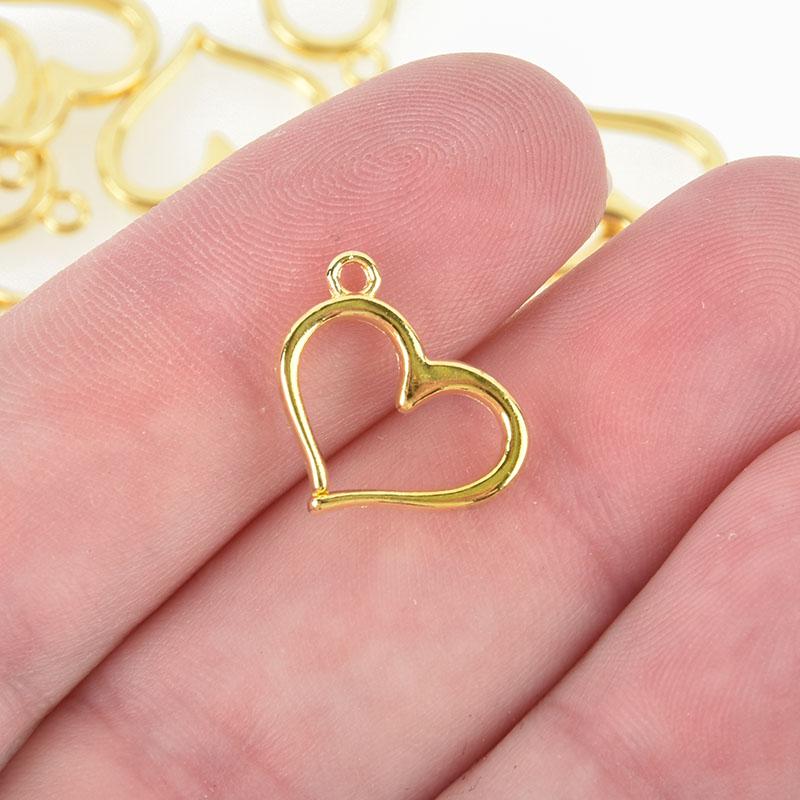 50 Gold Open Heart Charms 16mm chs4982b