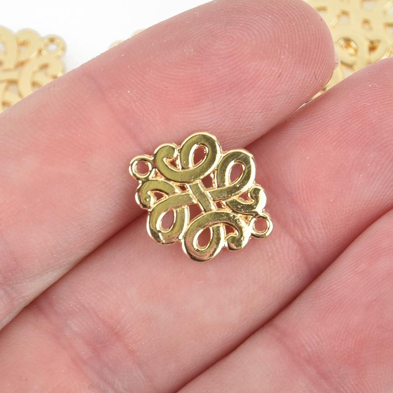 10 Swirl Light Gold Filigree Connector Charms, 20mm long, chs4987a