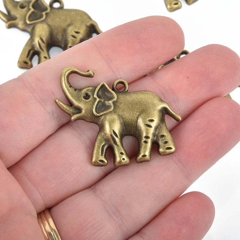 10 Bronze ELEPHANT Charms 37mm chs5010