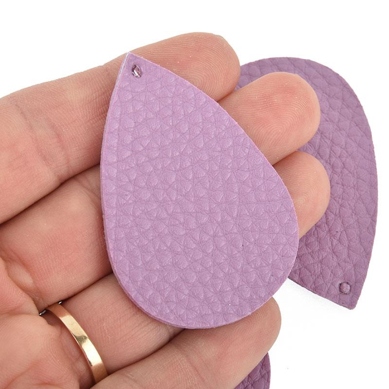 10 LAVENDER PURPLE Faux Leather Teardrop Charm Pendant Vegan Leather, 2-1/4" long chs5022