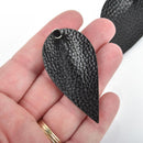 10 BLACK Faux Leather Teardrop Charm Pendant Vegan Leather, 2-1/2" long chs5026