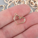 10 Light Rose Gold Open Heart Charms 16mm chs5041a