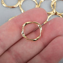 20 Gold Round Wavy Rings, Connector Links, Soldered Ring Metal Charms, 16mm, chs5042