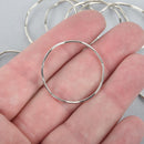 10 Silver Wavy Rings Large Round Connector Links, Soldered Ring Metal Charms 30mm chs5043