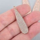 Rose Gold Teardrop Charm Micropave Micro Pave 1-3/4" chs5046