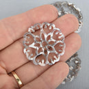5 Resin Drop Charms, gray marbled filigree circle disc, 35mm chs5054
