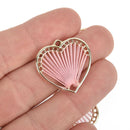 5 Heart Charms Gold Plate with PINK Thread chs5057