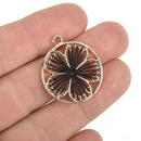 5 Flower Charms Gold Plate with BLACK Thread chs5058