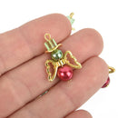 10 Gold Angel Charms Glass Beads 1" long chs5074