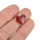 10 Red Heart Charms, Glitter enamel with gold plated charm, 17mm chs5076