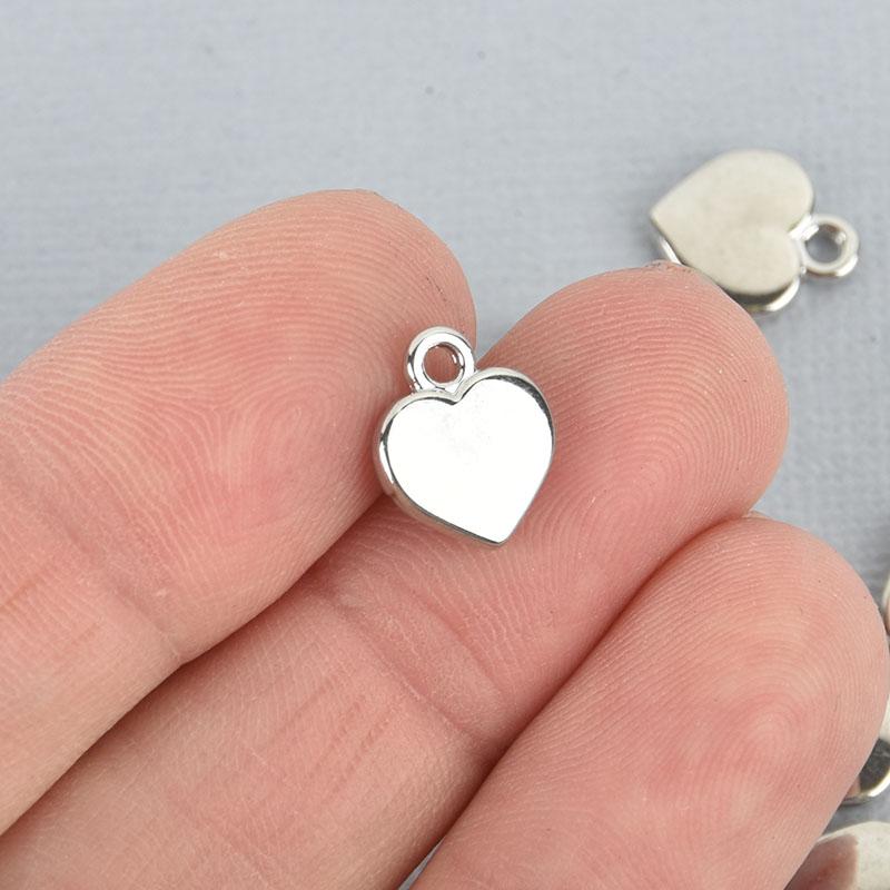 20 Silver Heart Charms 12mm chs5082