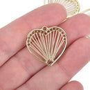5 Heart Charms Gold Plate with GRAY Thread chs5084