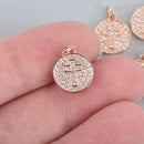 Rose Gold CROSS Micro Pave Charm Dot Charm 11mm chs5093