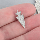 Silver ARROWHEAD Charm Micro Pave CZ Crystals Rhinestone Brass Metal Triangle Charm 22mm chs5107