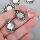 20 sets Silver Charms Glass Cabochon Kits, 12mm (1/2") Bezel Tray chs5114