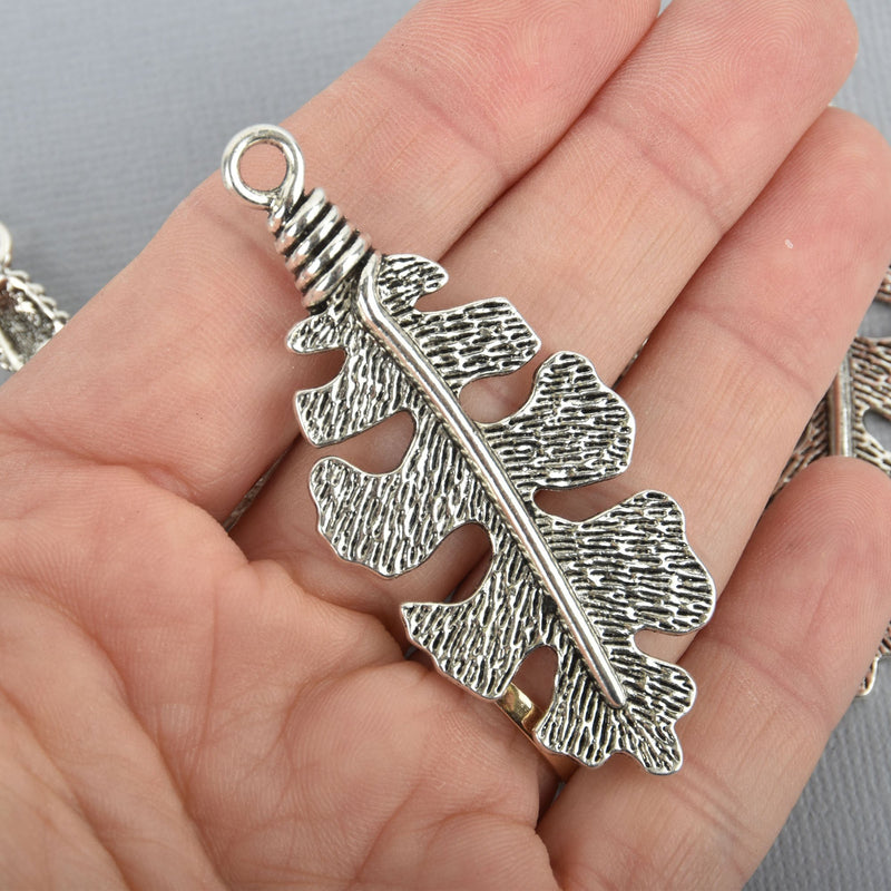 4 Silver Oak Leaf Charms 2.5" long chs5116