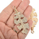 4 Light Gold Oak Leaf Charms 2.5" long chs5118