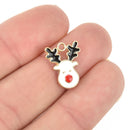 10 REINDEER Christmas Charms Gold Plated with enamel chs5120