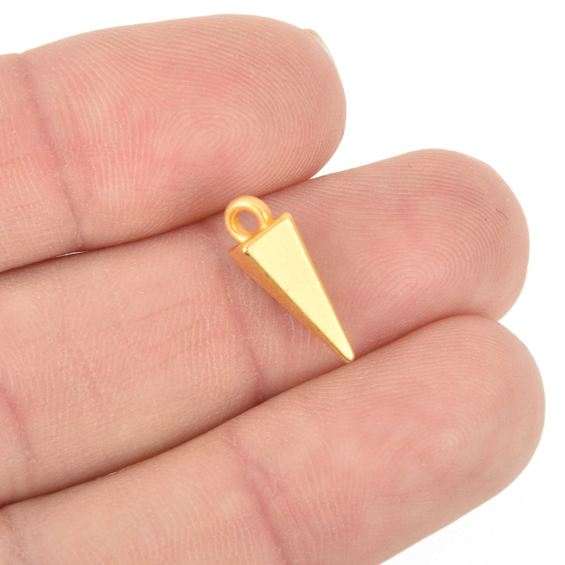 10 Matte Gold Triangle Charms pyramid charms, 16x5mm chs5128