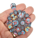5 Metal Drop Charms Filigree Enamel 2-3/4" chs5158