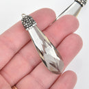 Smoke Gray Crystal Teardrop Drop Pendant rhinestone micro pave bead cap, 2" chs5162