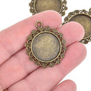 10 Bronze Bezel Tray Charms tray fits 20mm round cabochons chs5175