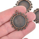 10 Copper Bezel Tray Charms tray fits 20mm round cabochons chs5176