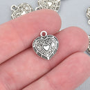 10 Silver Heart Charms 5/8" chs5183a