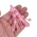 1 Light Pink Tassel Faux leather Stars 3.5" long chs5187