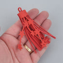 1 Red Tassel Faux leather Stars 3.5" long chs5192