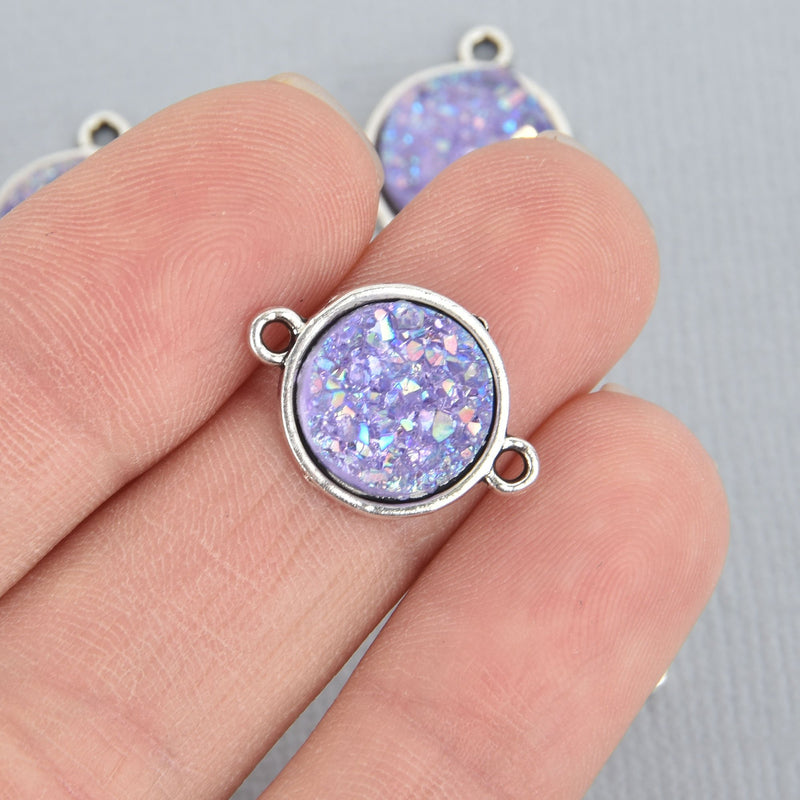 10 Purple Faux Druzy Charms Connector Link Charms, chs5218