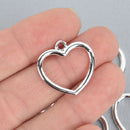 10 Silver Open Heart Charms 23mm chs5223