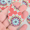 10 Faux Leather Teardrop Charms MOROCCAN RED Vegan Pendant 2-1/4" long chs5261