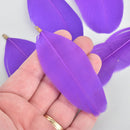 20 PURPLE Real Feather Charms Goose feathers with gold bail 2.5" to 3" long, chs5277