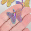 2 Rainbow Iris Butterfly Charms, Real leaf charms, chs5300