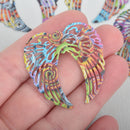 5 ANGEL WINGS RAINBOW Charms Filigree Enamel Metal 1-5/8" chs5308