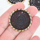5 Lace Charms BLACK Crochet Thread Connector Links Boho charms 33mm chs5310