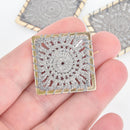 5 Lace Charms GRAY Crochet Thread Square Connector Links Boho charms 30mm chs5317