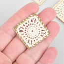 5 Lace Charms WHITE CREAM Crochet Thread Square Connector Links Boho charms 30mm chs5319
