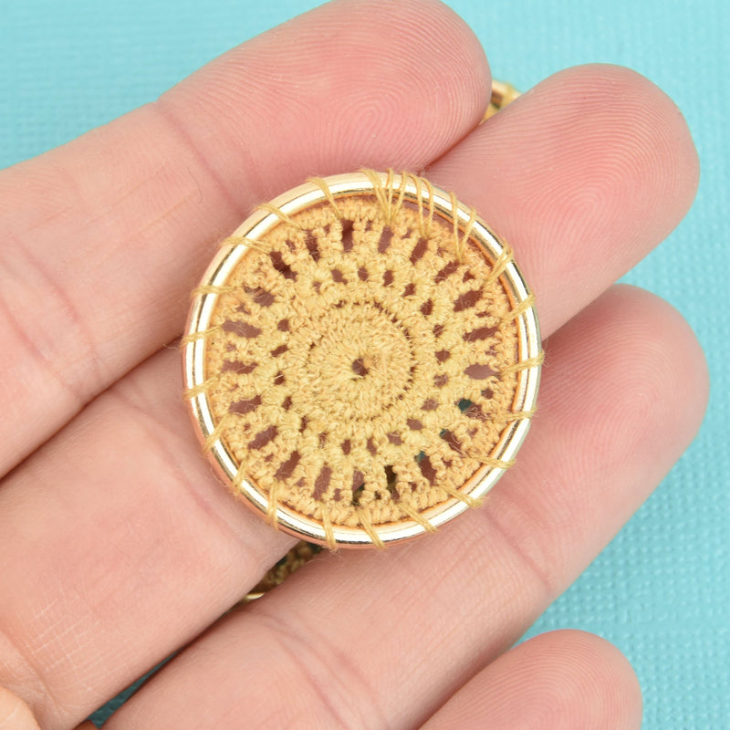 5 Lace Charms BEIGE Crochet Thread Connector Links Boho Dream Catcher charms 30mm chs5370