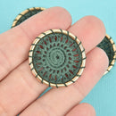 5 Lace Charms HUNTER GREEN Crochet Thread Connector Links Boho Dream Catcher charms 30mm chs5374