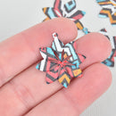 5 Metal FLOWER Charms Filigree Enamel 1-1/8" chs5376